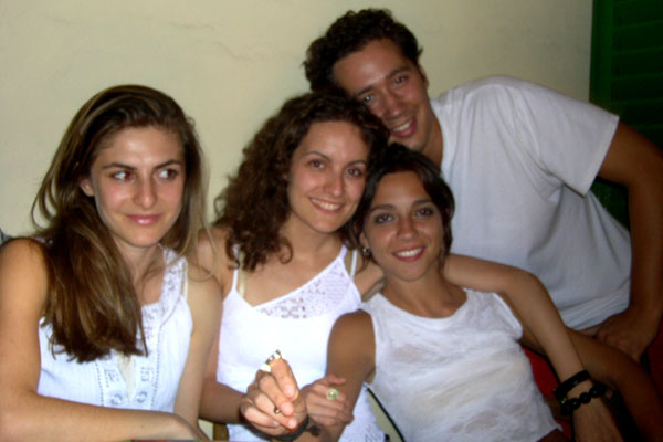 Sicilian Party (600Wx400H) - Hande (Turkey), Patia (Greece), Elisa (Italy), Marc (New York) at a Sicilian Party in Florence. (Photo by Tommaso Ciabini)
 